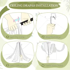 וילונות תקרה לבנים לחתונות 5ftx10ft חתונה קשת בד וילון שיפון לקישוט חתונה למסיבה - Product Image 4