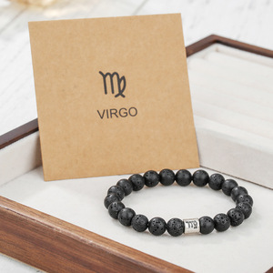 Pulsera del zodiaco de Aries, piedra natural con cuentas de roca volcánica, regalo de joyería unisex - Product Image 3