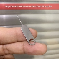 Pin Ejektor Kartu SIM Baja Tahan Karat Berkualitas Tinggi 304 dengan Pin yang Diperpanjang dan Cincin Dasar-Alat Pelepas SIM
