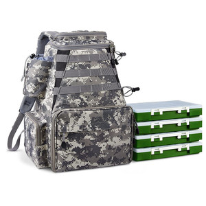 Sac à dos de pêche en tissu Oxford 600D avec plusieurs compartiments pour le rangement de cannes à pêche, moulinets et lignes, utilisation en extérieur unisexe - Product Image 1