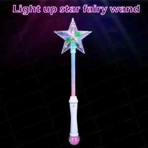 Mainan promosi logo kustom Putri peri mainan karnaval menyala banyak warna unicorn mainan tongkat bintang LED untuk anak-anak