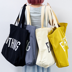 Bolso grande de lona de algodón con logotipo personalizado, bolso de mano de lona con impresión personalizada de compras con letras para mujer - Product Image 1