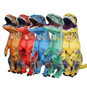 Kostum Cosplay t-rex maskot Dino setelan Trex setelan meniup kostum dinosaurus T rex grosir kostum Halloween khusus untuk dewasa