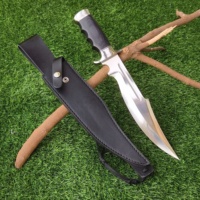 Couteau de survie robuste pour l'extérieur, en acier inoxydable, à lame intégrale, couteau de chasse avec étui en cuir pour le camping et les aventures