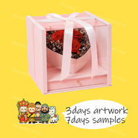 Boîtes cadeaux rigides personnalisées avec fenêtre transparente de style tiroir, laminage mat, doublure en éponge, fermeture magnétique pour fleurs