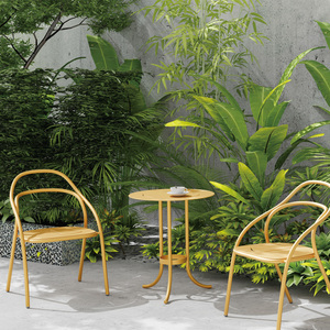 Muebles de comedor al aire libre Café Juego de café Mesa y silla de patio exterior redonda - Product Image 1