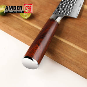 Couteau couperet chinois ambré de 7 pouces en acier Damas VG10 Grand couteau de cuisine Couteau à manche en bois - Product Image 4