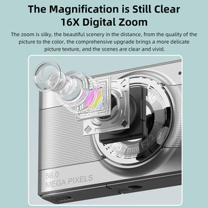 Appareil photo numérique avec écran vidéo de 2,4 pouces, 56 MP, zoom 16x, anti-vibration, reconnaissance faciale, appareil photo numérique HD pour étudiants - Product Image 5