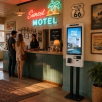 Kiosco de Autoregistro para Hoteles, Recepción Virtual de 32 Pulgadas con Cámara de Identificación y Lector de Tarjetas para el Registro de Huéspedes en Hoteles y Resorts de Lujo