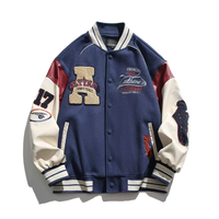 Veste de Baseball Patchwork à la Mode Personnalisée pour Hommes Automne Hiver Coton Vintage Style Américain Technique Brodée Coupe Ample