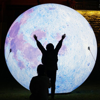 Lune gonflable géante publicitaire avec éclairage LED pour la décoration, planètes gonflables