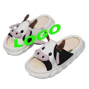 Dyvitanci Customized 2024 Cow Four Seasons Open Pvc Sole Summer Sandals And Slippers Cow Slippers