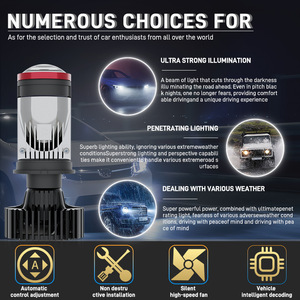 JINXIN Y7D lente de luz dual H4 lejos y cerca de un coche de alto brillo coche LED faros ojo de pez luces de coche - Product Image 4