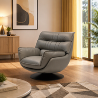 Fauteuil pivotant de salon moderne scandinave en cuir PU écologique, fauteuil de détente individuel de luxe pour salon, fauteuil d'appoint