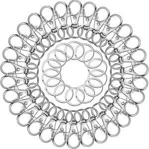 100 pièces mousquetons et porte-clés pivotants en métal 50 pièces petits fermoirs porte-clés à griffes de homard et 50 pièces porte-clés pour clip porte-clés - Product Image 3