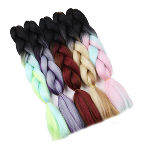 100g for Ombre Rainbow Mixed Color Jumbo <strong>Braids</strong> Heat Resistant Synthetic Braiding Hair 24 Inch <strong>Box</strong> <strong>Braids</strong> <strong>Dreadlocks</strong> - Product Image 2