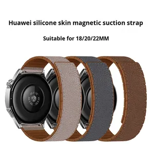 สายนาฬิกาหนังซิลิโคนขายส่ง สำหรับ Samsung Huawei ขนาด 18 มม. 20 มม. 22 มม. สายนาฬิกาแม่เหล็กแบบปลดเร็ว ใช้ได้กับนาฬิกาทั่วไป - Product Image 4