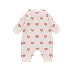 Mimixiong Bebek Örgü Kalp Desenli Tulum Bandana Ayakkabı 3 Parça <span class=keywords><strong>Set</strong></span> Yenidoğan Bebek Yumuşak Örgü Kıyafet Bebek Kız Giyim Seti - Product Image 5