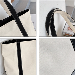 Borsa shopping in cotone personalizzata con logo, grande capacità, borsa tote da spiaggia in tela resistente con tasca interna - Product Image 4