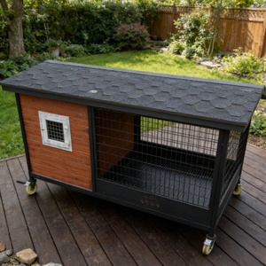 Maison pour animaux de compagnie pliable Zhengda, imperméable, facile à nettoyer, avec toit <span class=keywords><strong>en</strong></span> bois et acier inoxydable, fermeture à levier, motif rayé, style moderne - Product Image 3