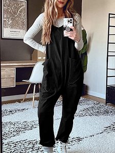 <strong>Women</strong> Adjustable Shoulder Strap Jumpsuits Casual Onesie Rompers <strong>Sleeveless</strong> Loose Baggy Overalls <strong>Jumpers</strong> With Pockets - Product Image 5