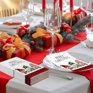 Serviettes de Noël élégantes <span class=keywords><strong>pré</strong></span>-pliées en forme de flocon de neige Serviettes imprimées décoratives jetables pour les fêtes à la maison et les dîners - Product Image 5