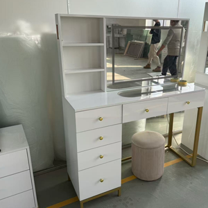 <span class=keywords><strong>Tocador</strong></span> de Maquillaje de Madera y Vidrio Moderno de Lujo al por Mayor de Fábrica, Mesa de Maquillaje para Niñas con <span class=keywords><strong>Espejo</strong></span> con Luz y Cajones - Product Image 4