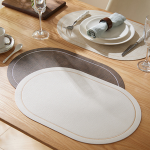 Tovagliette Ovali Ricamate in Ecopelle, Impermeabili Antiscivolo Resistenti al Calore per <span class=keywords><strong>Sala</strong></span> da <span class=keywords><strong>Pranzo</strong></span> Cucina <span class=keywords><strong>Arredamento</strong></span> Casa - Product Image 2