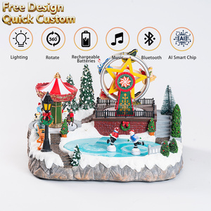 Decoración Navideña de <span class=keywords><strong>Pueblo</strong></span> <span class=keywords><strong>Navideño</strong></span>, Noria Iluminada con LED/Patines de Hielo, Adorno Festivo de Mesa, Decoración Navideña Personalizable - Product Image 2