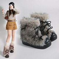Bottines d'hiver pour femmes avec un look élégant, style tendance, bottes à semelle épaisse chaudes et résistantes au froid