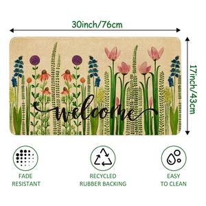 Alfombra de suelo interior/exterior con estampado de <span class=keywords><strong>acuarela</strong></span> de tulipán, alfombra reutilizable antideslizante personalizada para decoración del hogar, felpudo, alfombra, puerta de lino hecha a máquina - Product Image 6