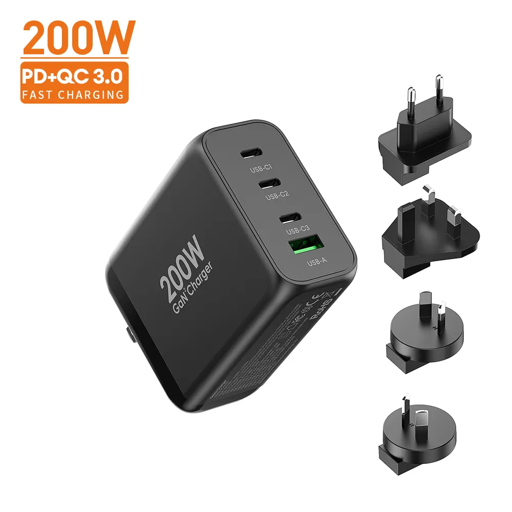 Vina 200W Pd 65Watt Qc3.0 60W Charger Head 4 In 1 Smart Fast Oem Chargers Travel Adapter wall super fast charger for iphone 14
