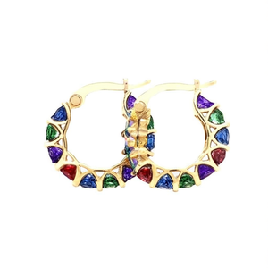 Pendientes de Aro Geométricos Chapados en Oro con Cristales de Estrás Multicolores para Mujer, Joyería de Moda para Fiestas E4386 - Product Image 1