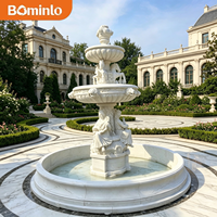 Fontaine Monumentale en Marbre Blanc Sculptée en Forme de Cheval, Fontaine d'Extérieur à 4 Niveaux pour Jardin, Taille Personnalisée pour Villa de Luxe, Hôtel, Place Publique