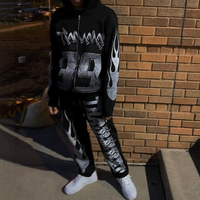 Ensemble de survêtements YSJY personnalisés avec logo imprimé, en molleton, coupe oversize, pour l'entraînement, pantalon de survêtement et sweat à capuche zippé, pour hommes