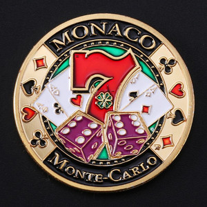 2024 moneta commemorativa del commercio estero del casinò Monaco buona fortuna moneta in metallo con stampa UV fortunato numero 777 a tema incrociato - Product Image 1