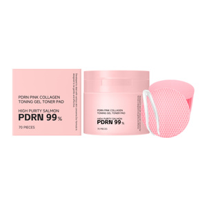 Almohadillas de gel tonificante de colágeno rosa hidratantes y humectantes, almohadillas de algodón redondas para limpieza facial y desmaquillante, 70 piezas - Product Image 1