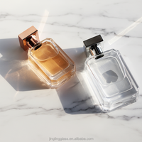 Flacon de parfum haut de gamme en verre dépoli transparent à fond épais, 30 ml, 50 ml, 100 ml, base rectangulaire plate, avec pulvérisateur à pompe