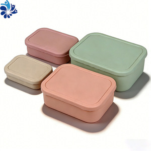 Silicone <b>Lunch</b> <b>Box</b> Rectangle With Lid Food Storage Container Microwave Safe For School Meal Prep - Product Image 5