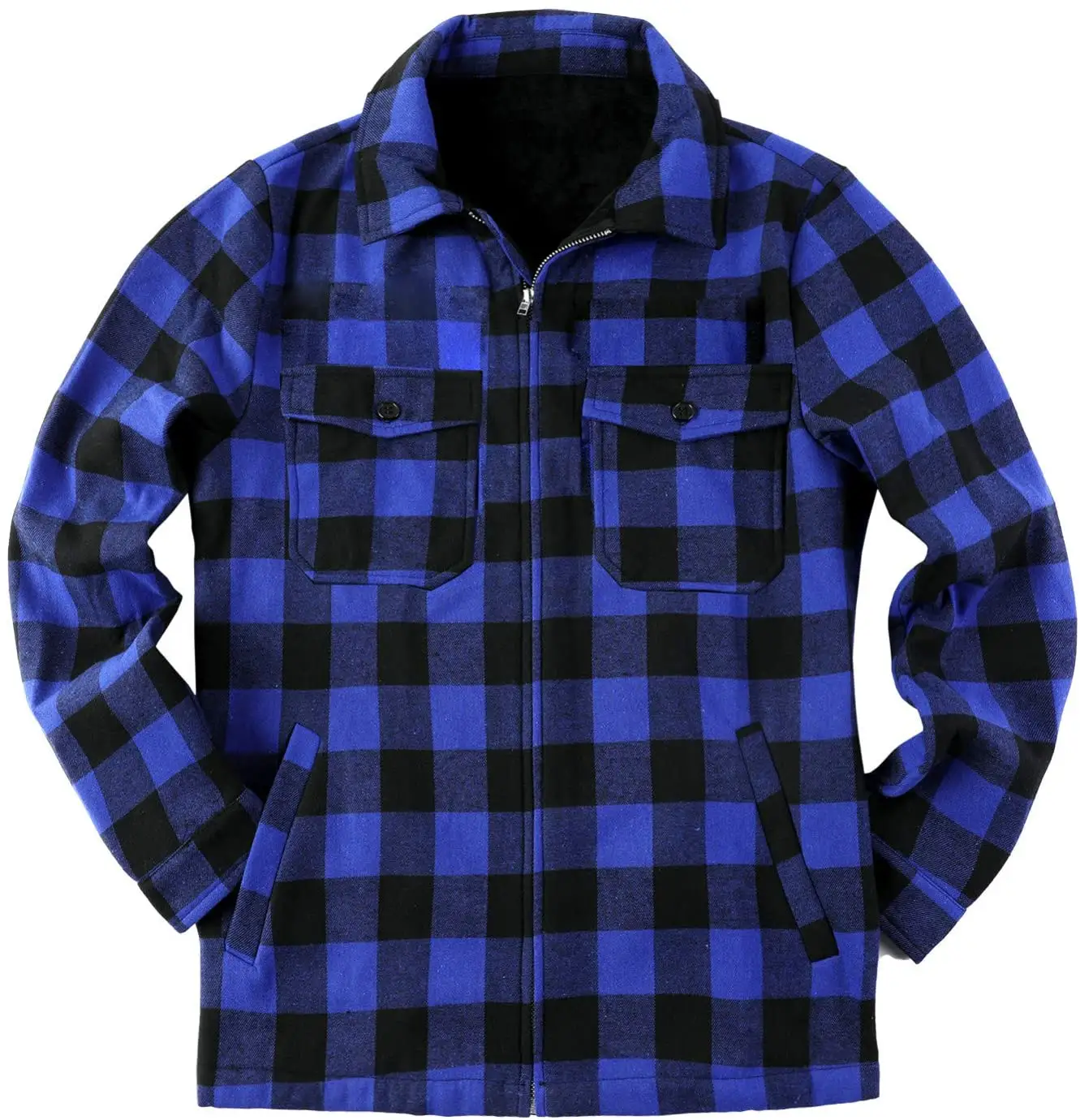 Vintage Mens Polar Fleece Flannel Shirt Jacket Fitted Plaid Heavy Lined Flannel Shirt Jacket for Men