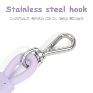Laisse pour animaux de compagnie en PVC, corde ronde, bleu clair, violet, rose, pour chiens de taille moyenne et grande, imperméable, non rétractable, couleur unie - Product Image 5