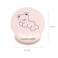 Tapis de souris et repose-poignets pour clavier en silicone, motif ours couché, forme ronde/rectangulaire, périphérique informatique