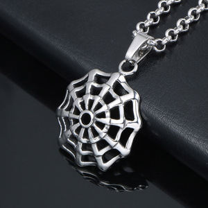 Collar de acero inoxidable con colgante de telaraña, diseño geométrico para hombres y mujeres SP693 - Product Image 3