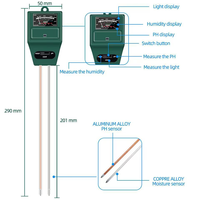 Kit de test de sol agricole (3-en-1) - Surveillance précise du pH, de l'humidité et de la luminosité du soleil avec écran LCD -10°C à 60°C - Personnalisable pour l'agriculture