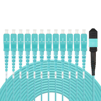 Kabel Patch Fiber SC UPC-MPO UPC Female MM Multi Mode 10Gbps Aqua FTTH Tipe B 50-125 untuk Panel Patch Fiber Splitter Box OM3-300