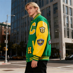 Chaqueta de Béisbol Ligera Estilo Letterman, Fabricación OEM, MOQ 10 Piezas, Chaqueta de Cuero PU Resistente al Viento para Primavera y Otoño - Product Image 2