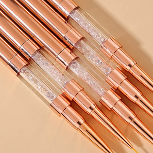 Pinceaux de manucure personnalisés à double face avec manche en strass et diamants, extra longs, pour détails fins, gel, liner et peinture de rayures - Product Image 4