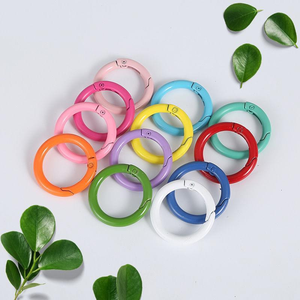 Colorful Metal O Ring Keychain Spring Clasps Round Locking <strong>Carabiner</strong> Snap <strong>Clips</strong> For Bags Keys DIY Crafts - Product Image 3