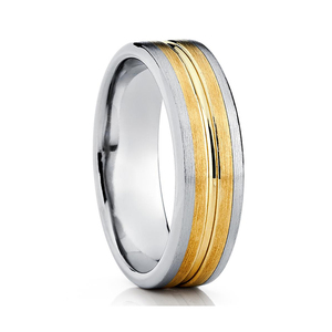 <span class=keywords><strong>Prix</strong></span> d'usine OEM Bague en acier titane 8 mm bicolore plaqué or, ajustement confortable, légère, vente en gros - Product Image 4