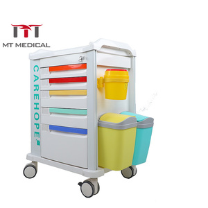MT 의료 휴대용 병원 ABS 비상 충돌 서랍 트롤리 잠금 구조 차량과 사일런트 범용 간호 카트 - Product Image 3